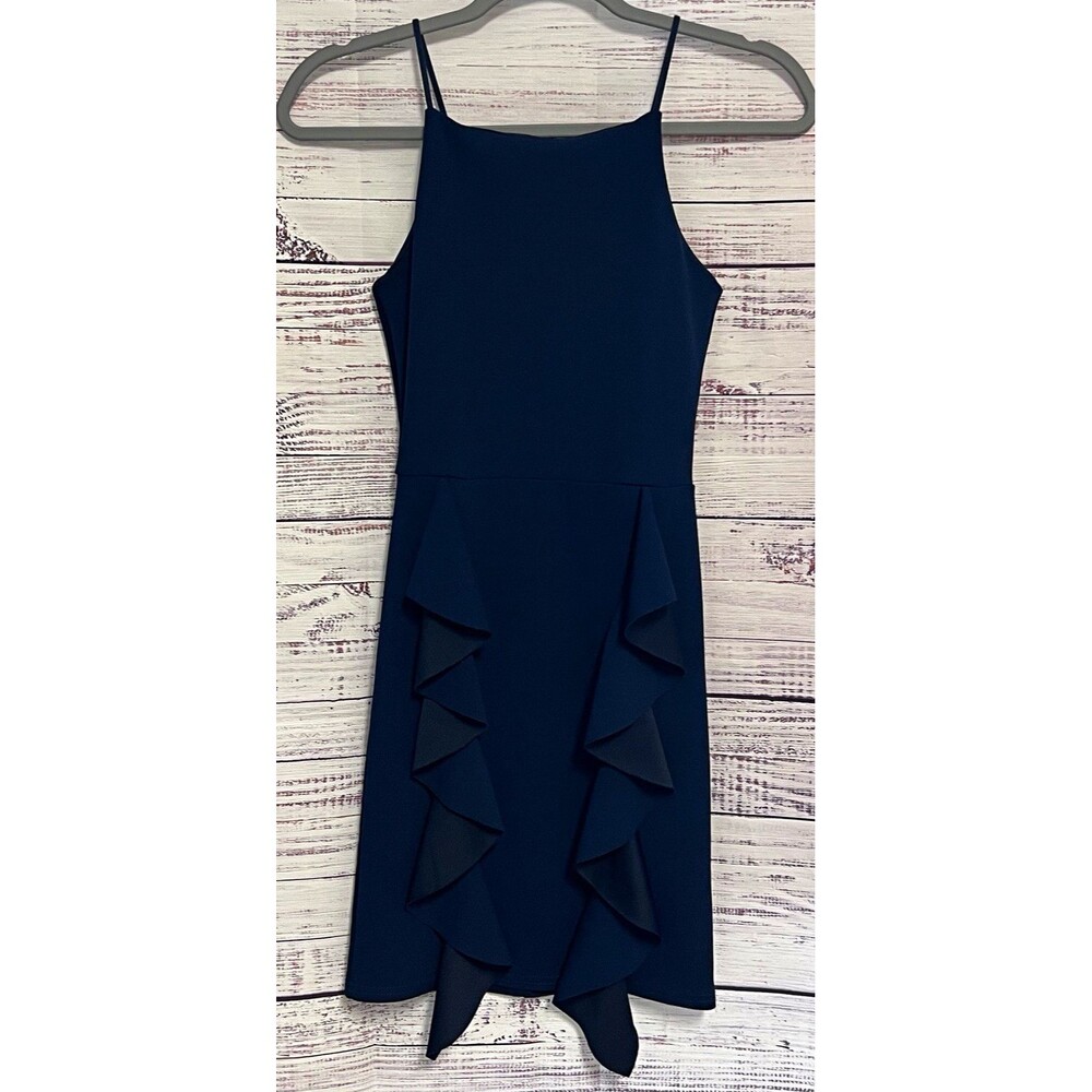 Missguided Navy Blue Ruffle Cocktail Dress US 0
